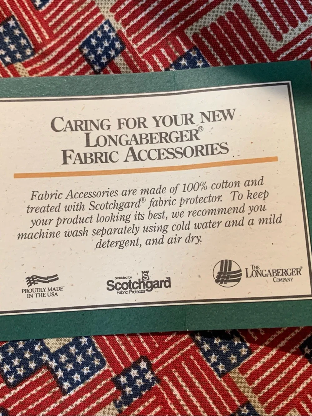 Longaberger Vintage Set of 4 Patriotic Place Mats NWT
